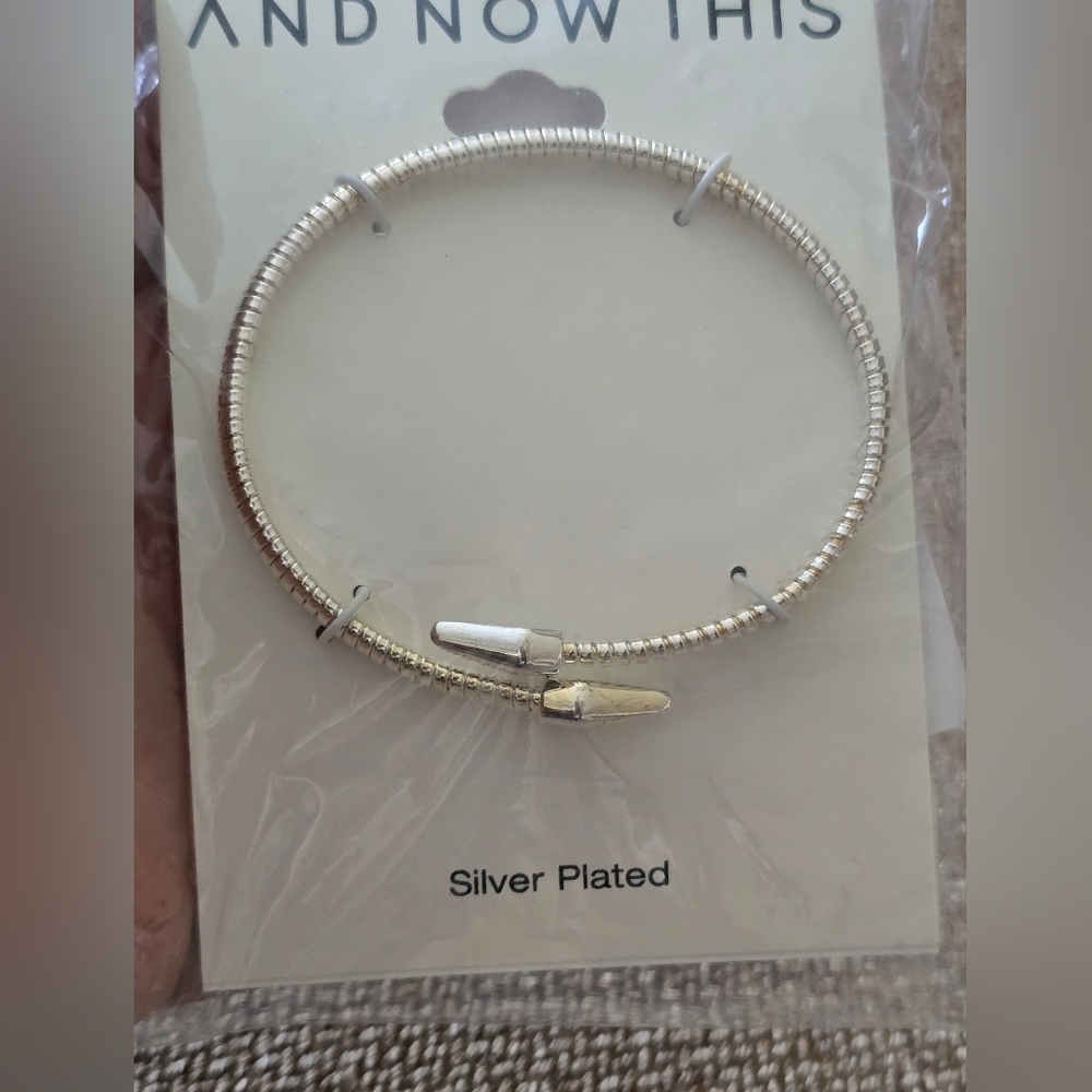 And Now This Silver Plated Bangle Bracelet Women New - Picture 3 of 9